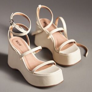 NIB maeve anthropologie beige strappy platform